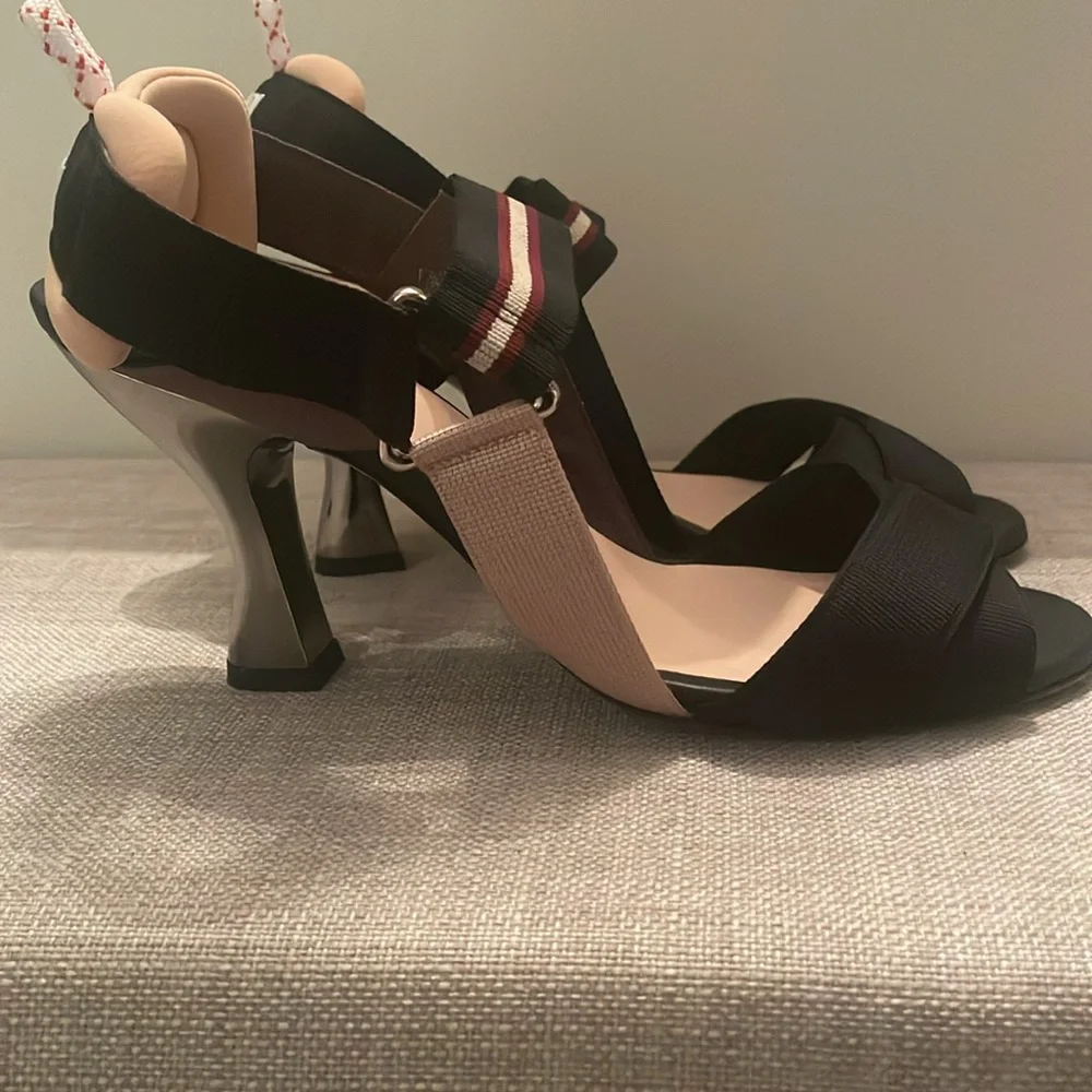 Fendi Black and Beige “Colibri” Strappy Heels - Picture 4 of 8